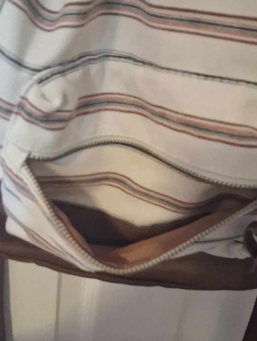 Striped Cream and Brown Everyday Canvas Backpack